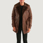 Men’s Premium Brown Leather Trench Coat – Fur Collar Winter Jacket