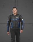 Men’s BMW Style Black & Blue Motorcycle Racing Leather Jacket – Premium Replica Riding Gear