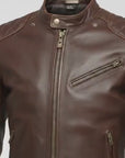 Men’s BMW Style Brown Motorcycle Leather Jacket – Slim Fit Racing Replica