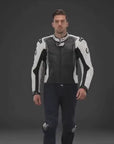 Men’s BMW Style Black & White Motorcycle Racing Leather Jacket – Premium Replica Riding Gear